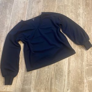 Kiabi Dark Blue Balloon Sleeve V-Neck Top